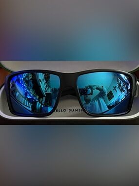 Costa Men’s Sunglasses Matte Black Frame with Blue Mirrored 580 Lenses